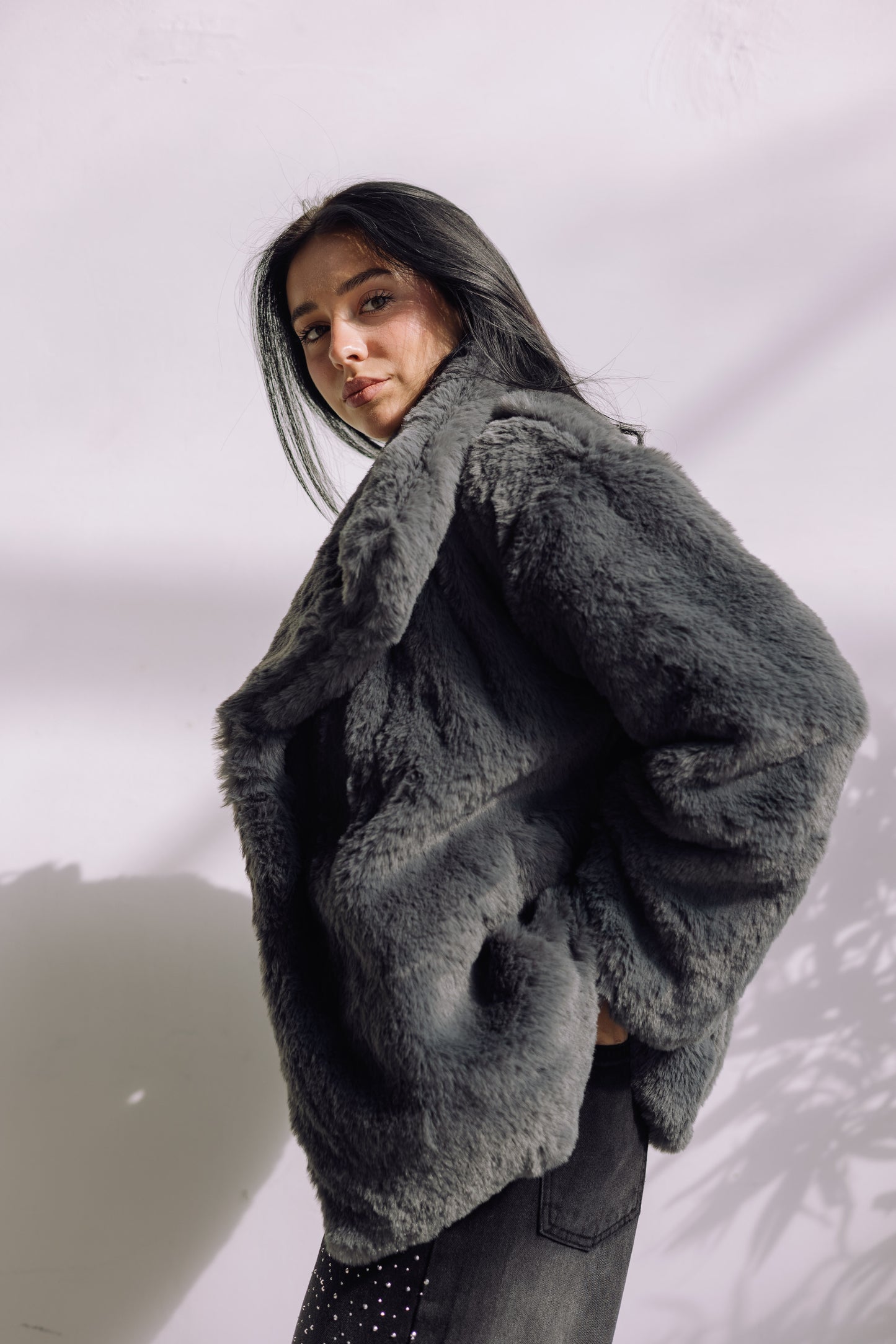 Scandi Fur Jacket - Grey