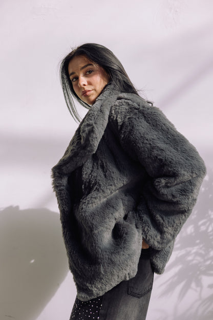 Scandi Fur Jacket - Grey