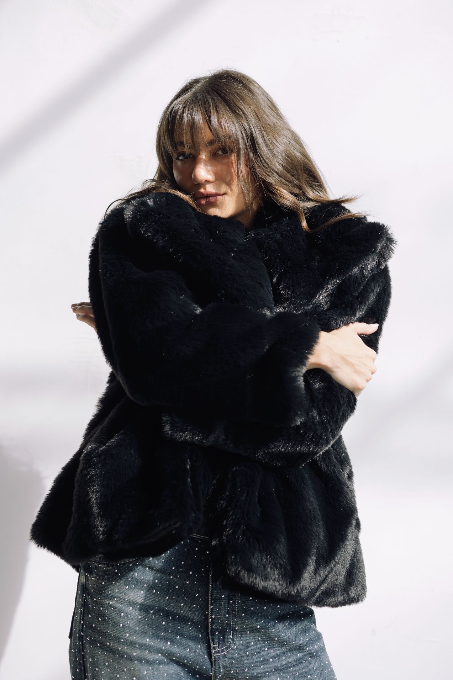 Scandi Fur Jacket - Black