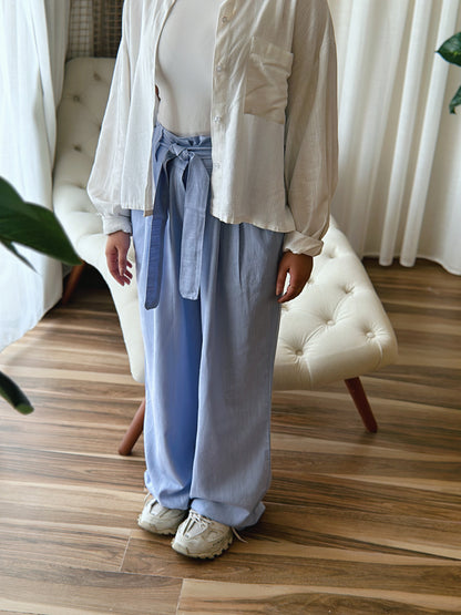 Old Money Linen Pants - Light Blue