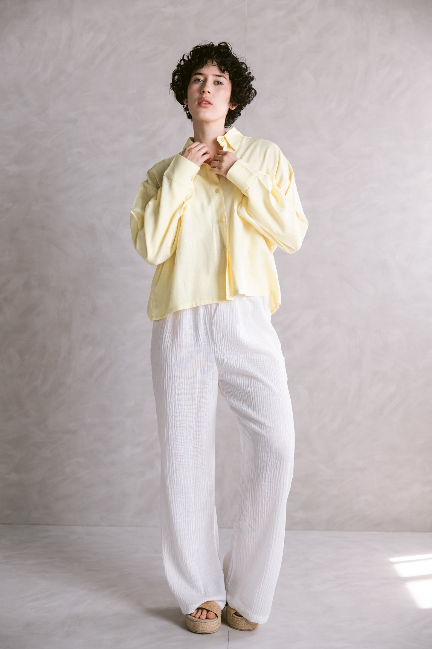 Cropped Shirt - Butter Yellow