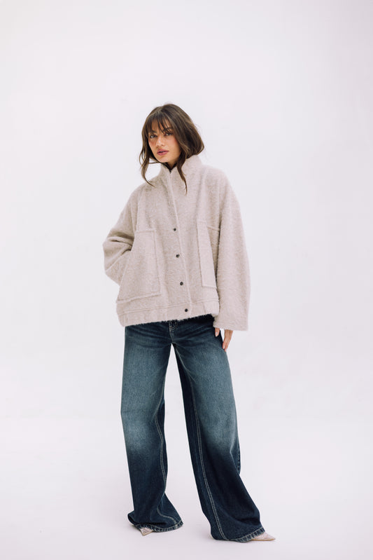 Shimmer Fluff-On Jacket - Cream