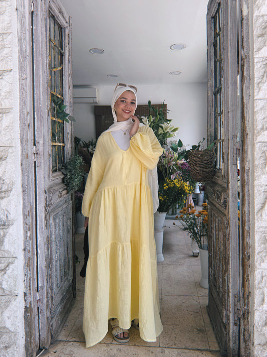 Blossom Beach Dress - Powder Yellow