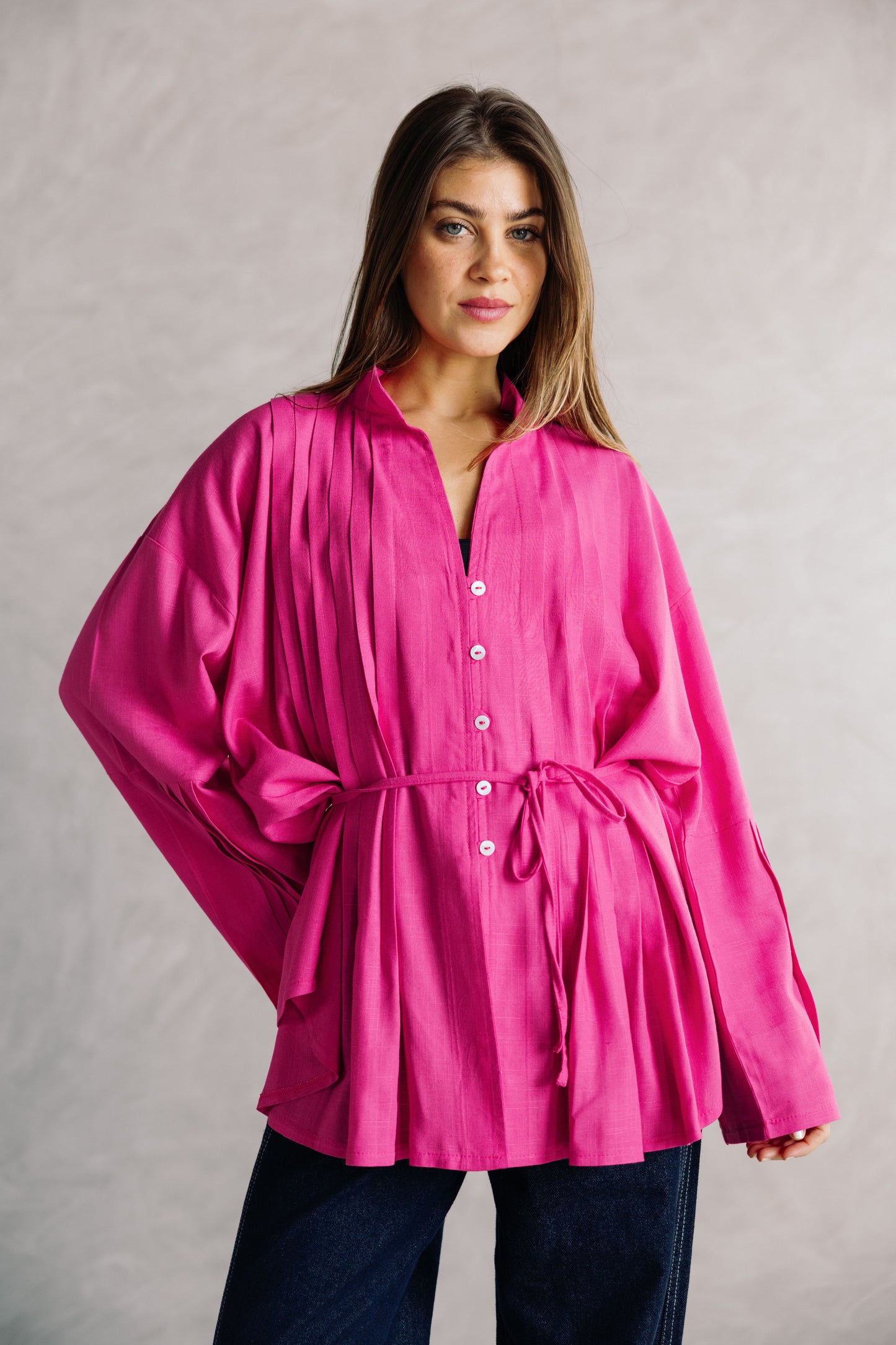 Pleated Top - Fuchsia