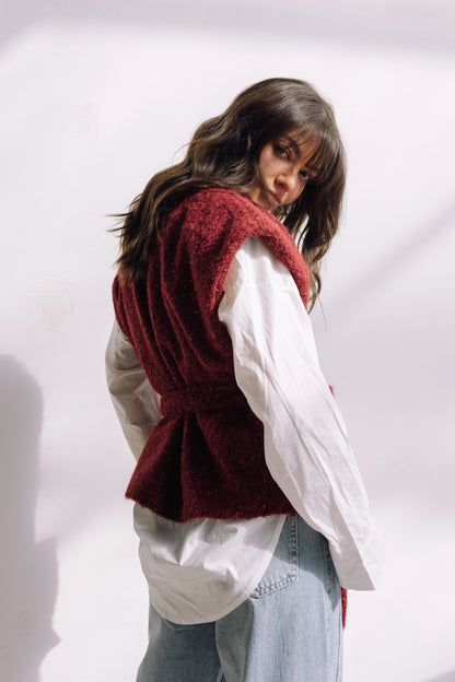 Shimmer Base Edit Vest - Mulberry Red