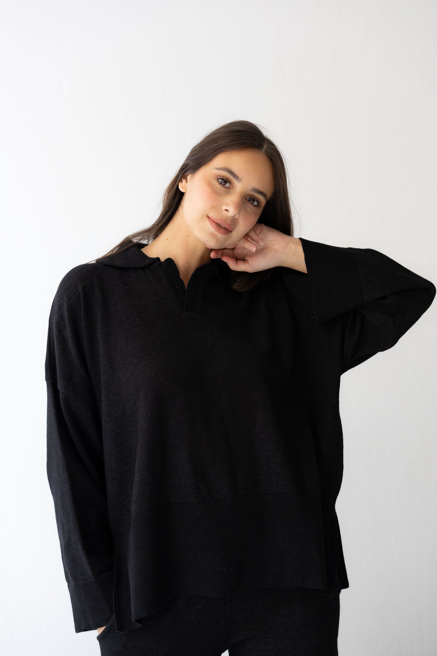 Clouded Warmth Knit Set - Dusty Black