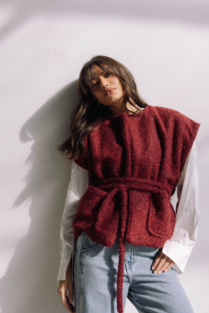 Shimmer Base Edit Vest - Mulberry Red