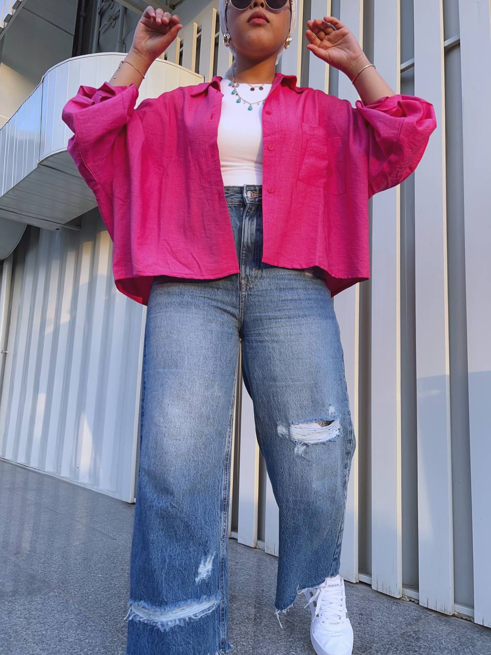 Cropped shirt - Hot pink