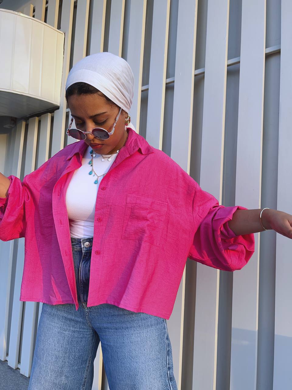 Cropped shirt - Hot pink