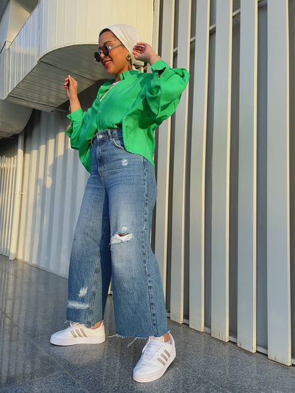 Cropped Shirt - Green